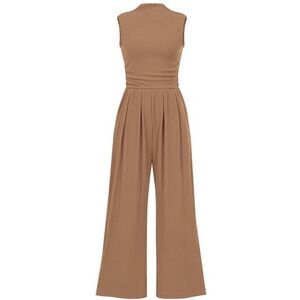 Elegant Tan Sleeveless Jumpsuit
